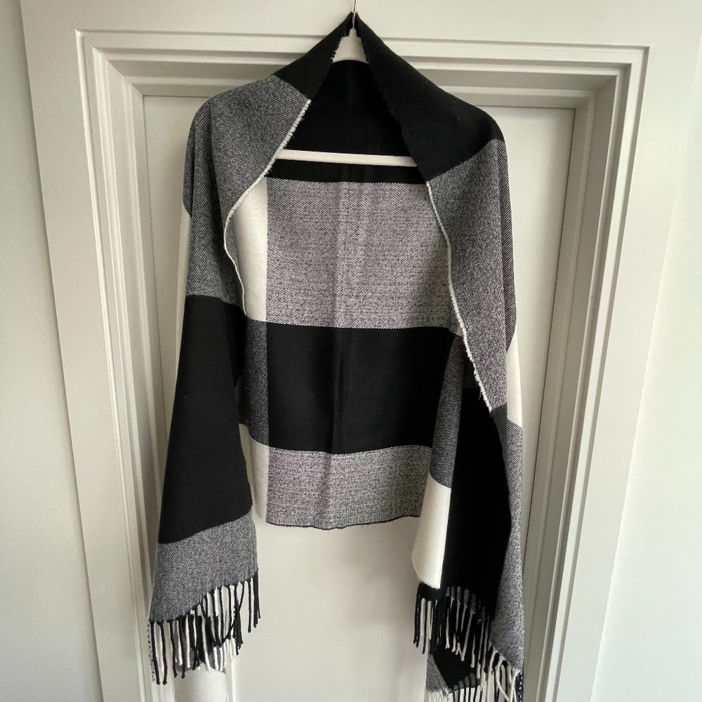 J. Crew Navy White Buffalo Plaid Cape/Scarf